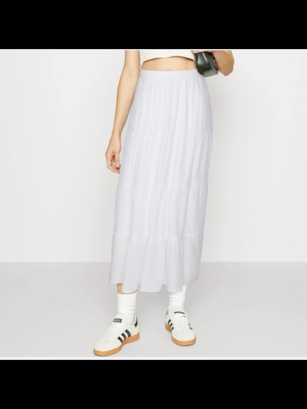 Hollister Whote Tiered Maxi Skirt